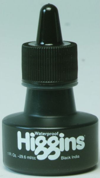 HIGGINS INK BLK W/P INDIA 1 OZ